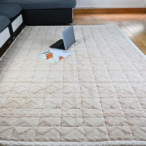 Beyeutao Alfombras de terciopelo grandes para dormitorio, sala de estar, alfombra mullida de 6 x 6.6 pies, alfombra antideslizante color camello disponible en Yaxa Peru