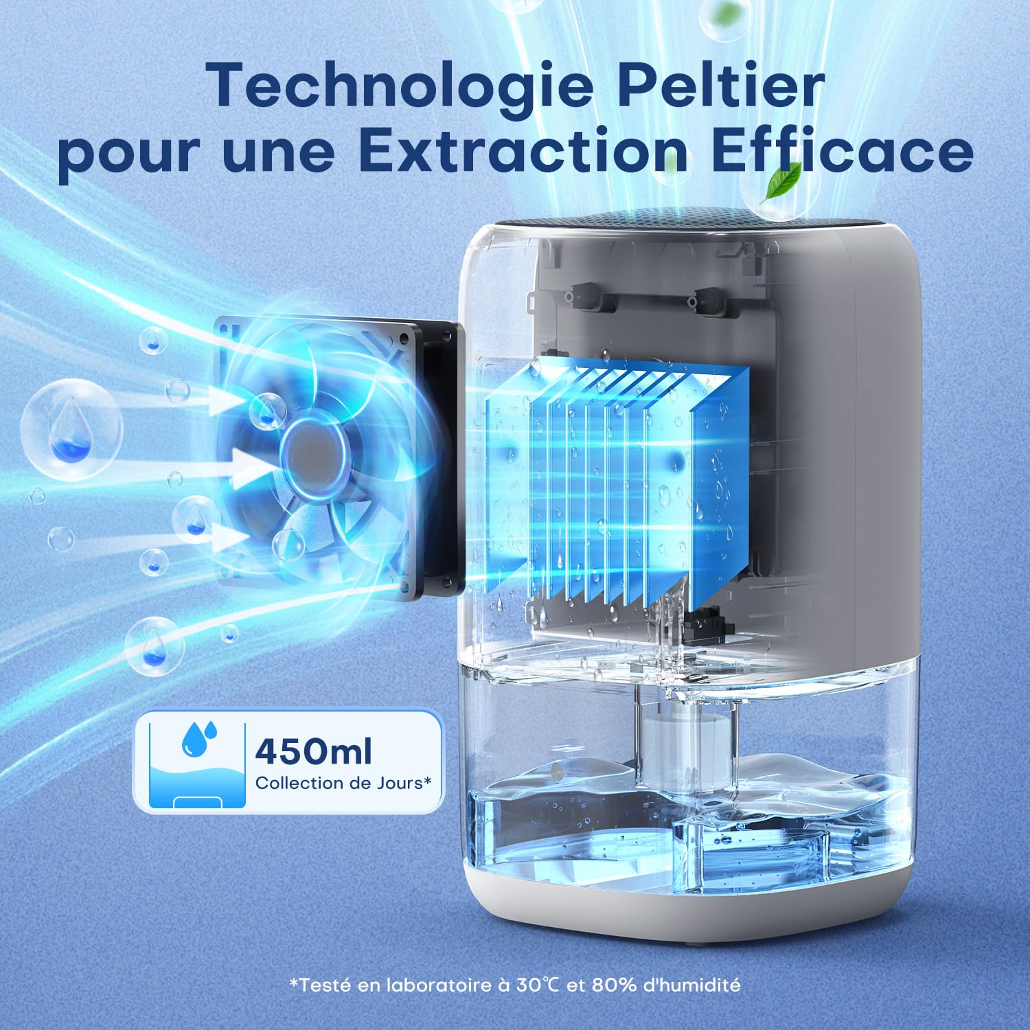 Deshumidificateur d air 1000ML, Déshumidificateurs Maison avec LED 7 Colorées, Compact, Silencieux et Efficace pour Petits Espaces,Idéal pour Salle de Bain, Placard