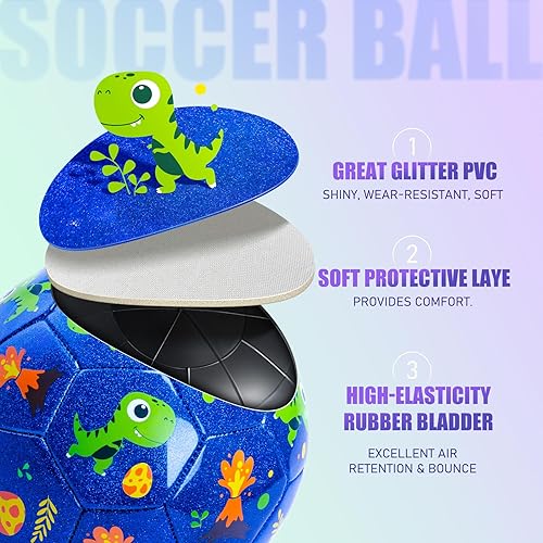 Miniatura 9 de Paquete de 2 pelotas de fútbol para niños, tamaño 2talla 3, bolas de fútbol para niños, bolas de dibujos animados para niños con bomba, bolsa de