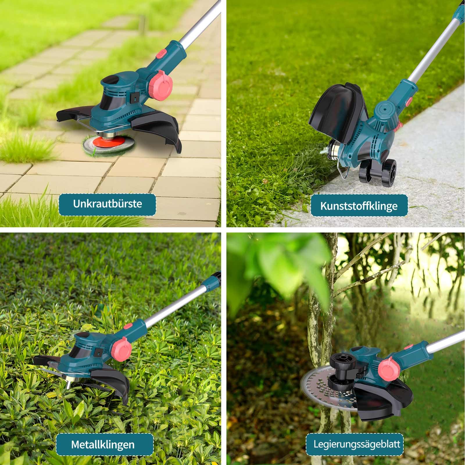 Cortabordes con batería para Makita batería, desbrozadora y desbrozadora, | Desbrozadora con cepillo para malas hierbas, (sin batería ni cargador) (azul)