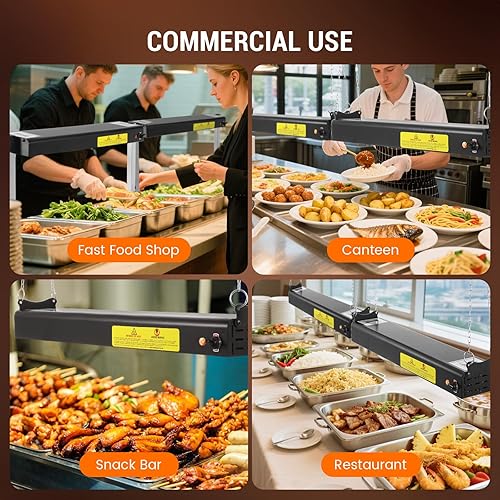 Miniatura 7 de Lámpara de calor de alimentos de 24 pulgadas, lámpara de calentamiento de alimentos comercial de 750 W, calentadores eléctricos de buffet, lámparas
