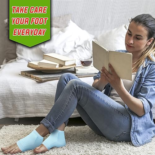 Miniatura 2 de Nado Care 4 pares de calcetines hidratantes para reparación de talones secos y agrietados, mangas de talón de gel hidratantes, punta abierta,