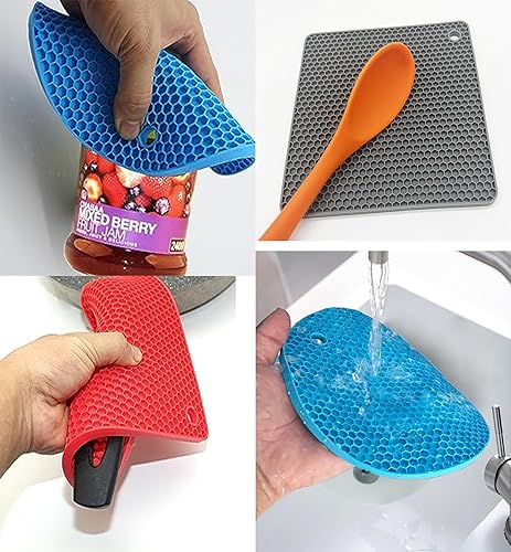 Miniatura 3 de Alfombrillas salvamanteles de silicona, soportes para ollas, almohadillas calientes, tapete antideslizante, soporte para cucharas, abridor de