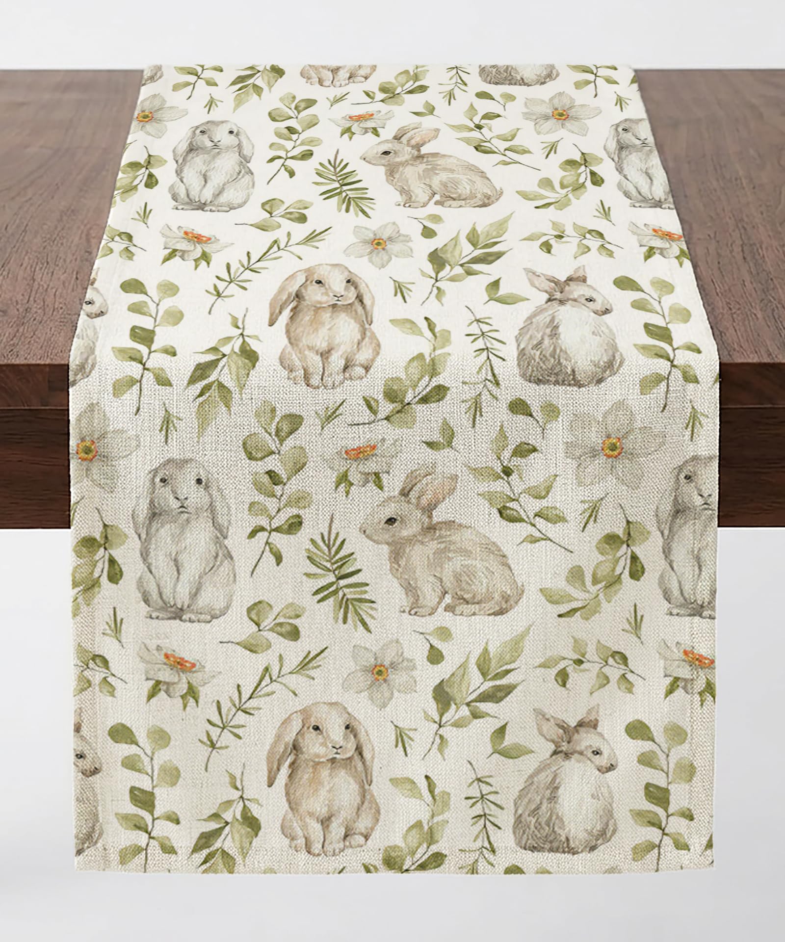 JANGYUHH Ostern Hasen Motiv Tischläufer 40x140 cm Tischdecke
