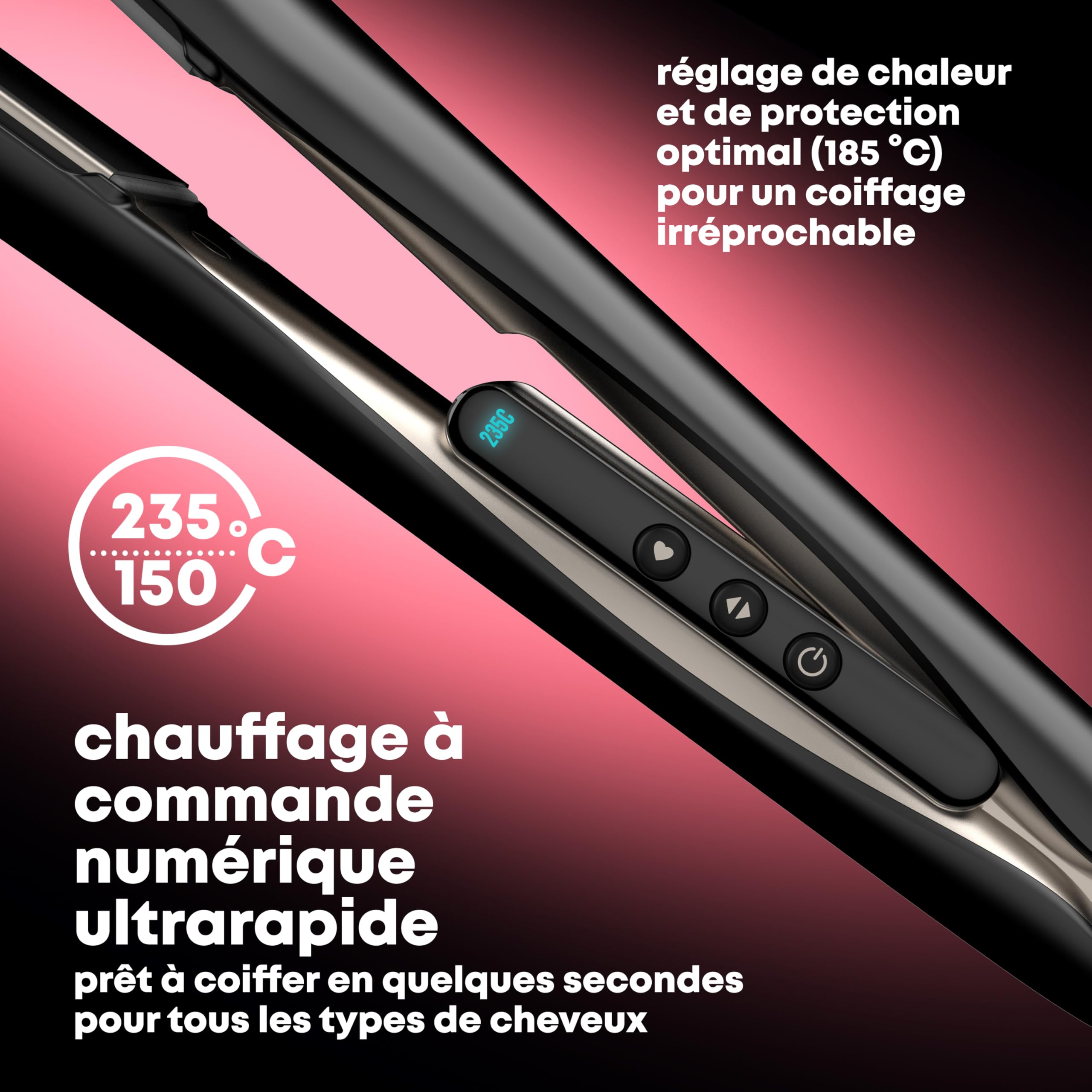 REVAMP Enigma Radiance Lisseur Ionique à Plaques Larges – Lisseur à Plaques Extra-Larges pour Coiffage en Un Seul Passage, Design Courbé pour Ondulations et Boucles Durables