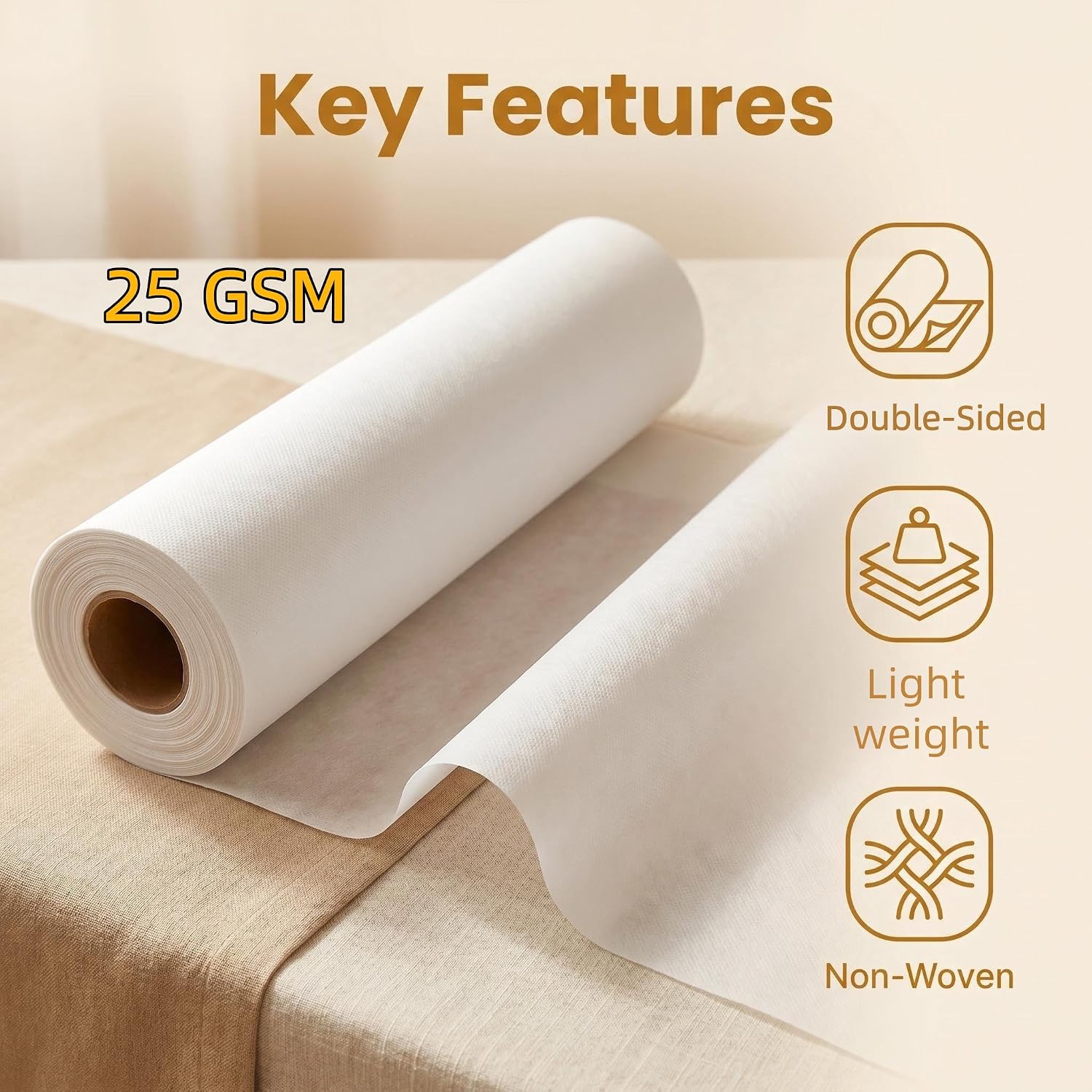 Fusible Interfacing for Sewing, Light Weight White Non-Woven Polyester Iron On Single-Sided Stabilizer 11.8" x 30 Yards for Quilting Clothing Crafts