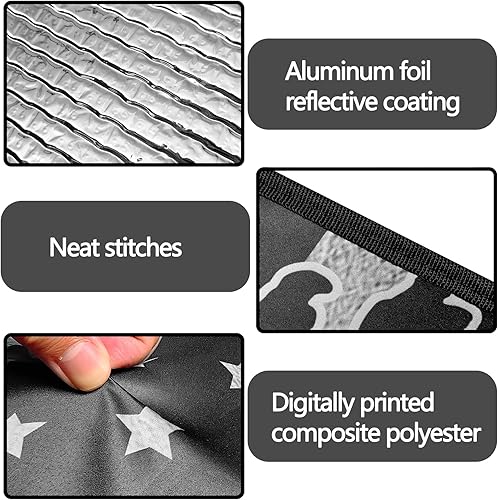 Miniatura 5 de Sosolong Parasol para parabrisas de automóvil, 57 x 27.5 pulgadas, parasol para parabrisas delantero con material de enfriamiento de doble grosor,