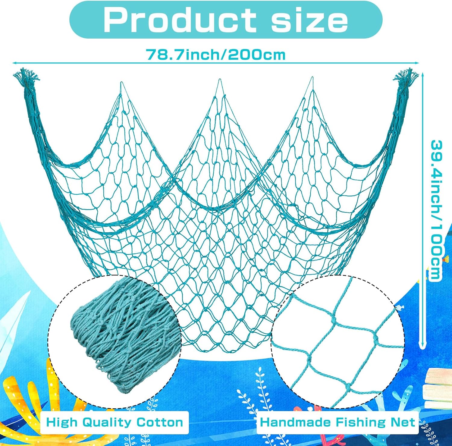 12 Pack Natural Fish Netting Decorative 80 x 40 Inch Fish Net Decorations for Pirate Party Ocean Beach Wall Hanging Decoration Nautical Sea Party Decorations Photo Picture(Novel Color)