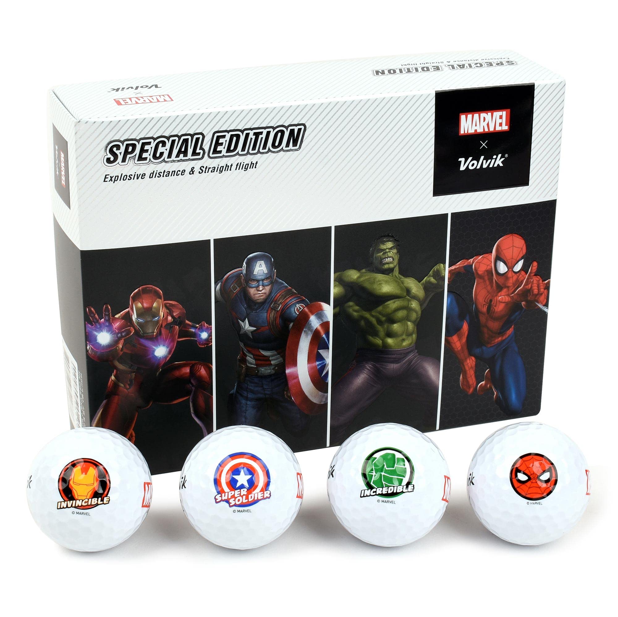 Volvik x Marvel Special Edition 3-Piece White Golf Balls 12pcs