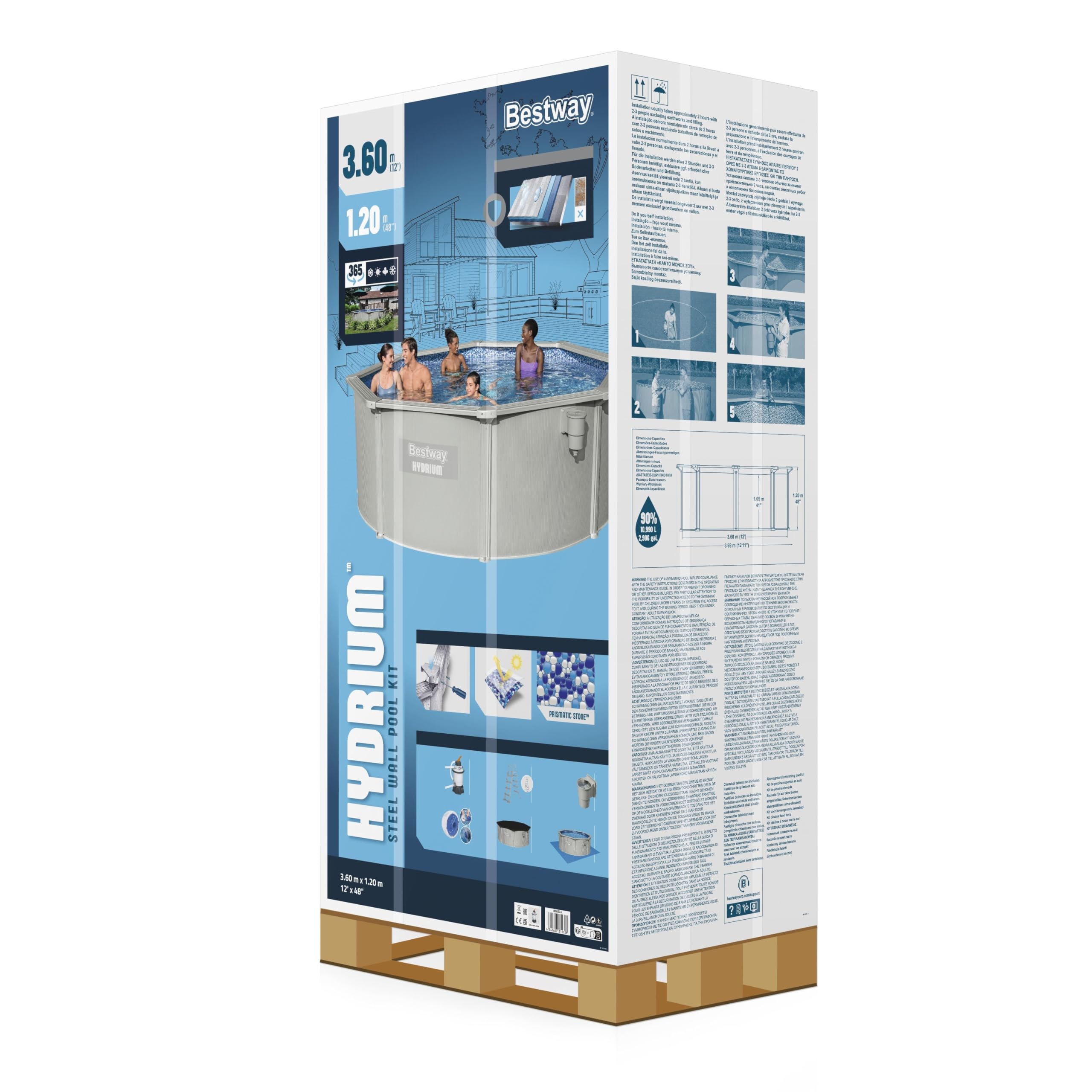 Bestway Piscine Acier Hors Sol Ronde Hydrium 360 x 122 cm