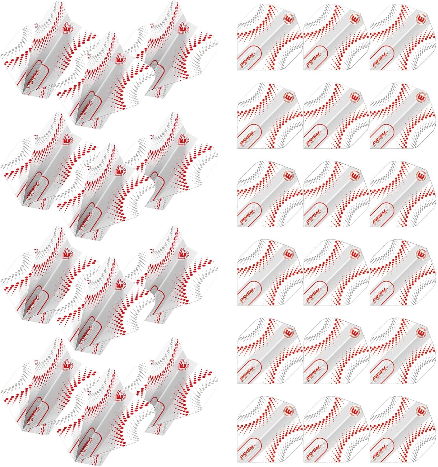 Winmau Prism Zeta Red Circles Design Dart Flights - 10 Sets per Pack (30 Dart Flights in Total)