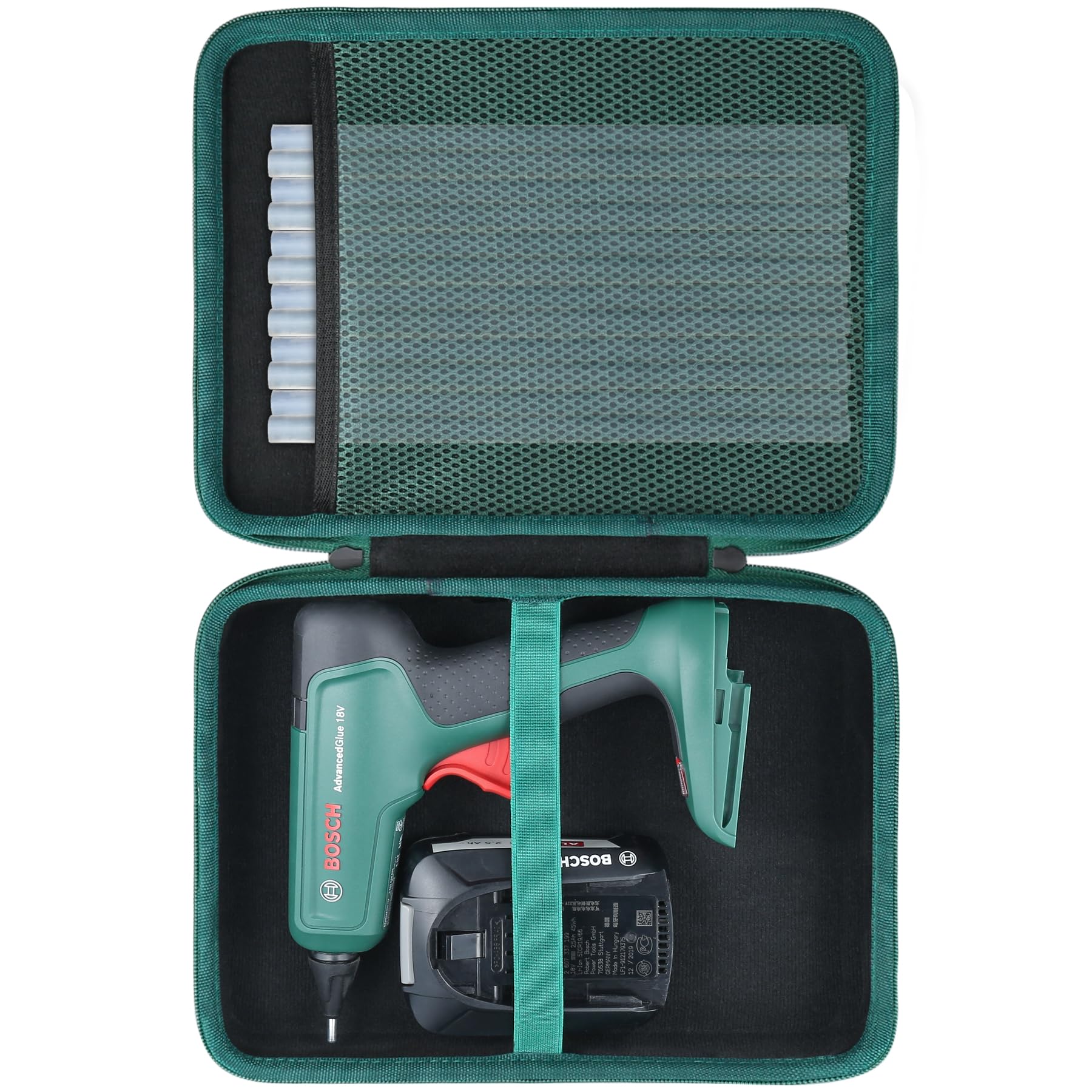 Aenllosi (Étui Uniquement) Hard Case Compatible avec Pistolet à Colle Bosch - PKP 18 E,Sac en Filet pour Ranger Les Baton de Colle pour Pistolet Bosch ou d'autres Accessoires, Noir