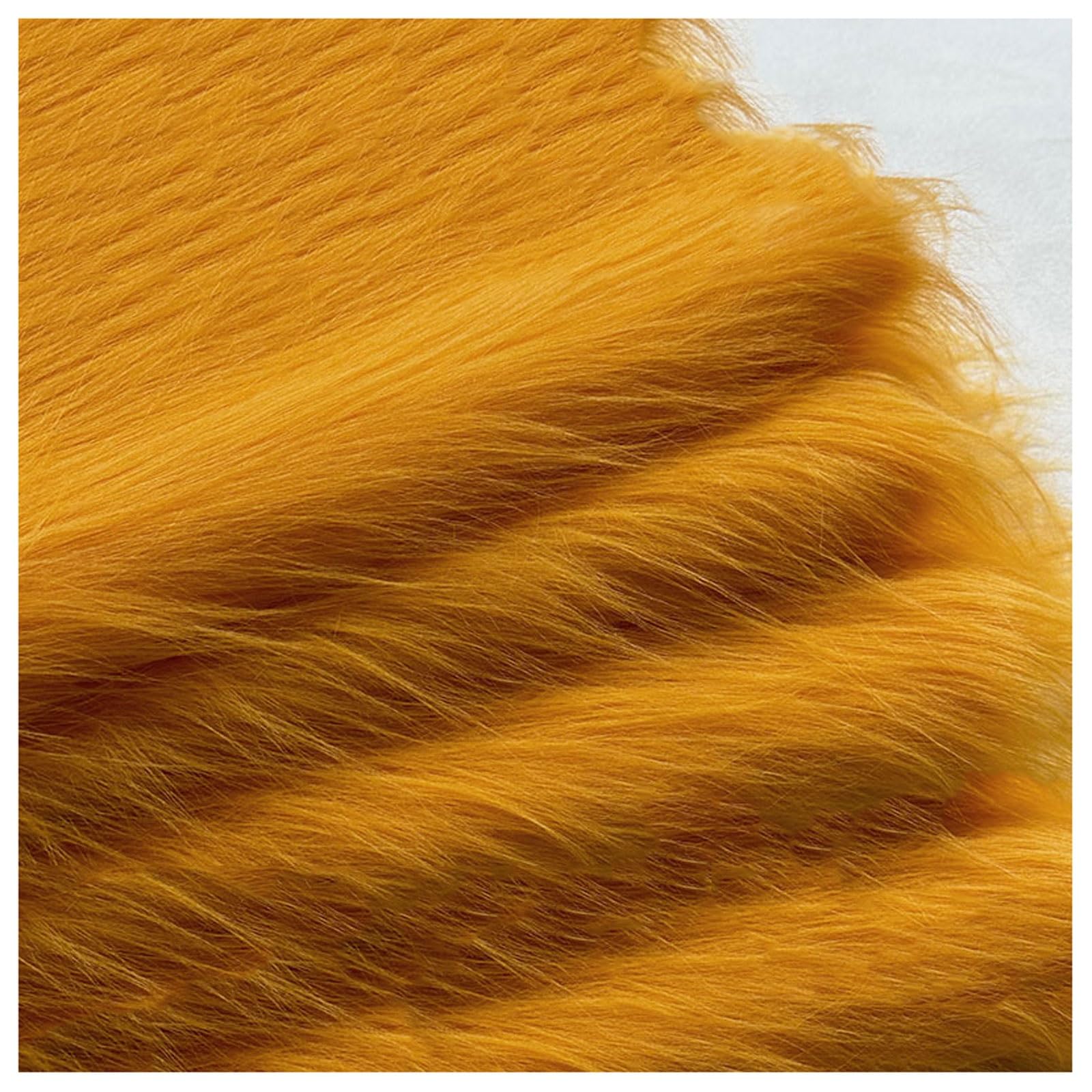 Shaggy Faux Fur Fabric 68 Colors Soft Plush12cm Long Pile Fake Fur Materials Craft Fabric, for Christmas Ornaments, Fursuit, Cosplay, Costume, Gnome Beards, Craft Supply, 50x180cm (Color : Yellow 4) โ image 1