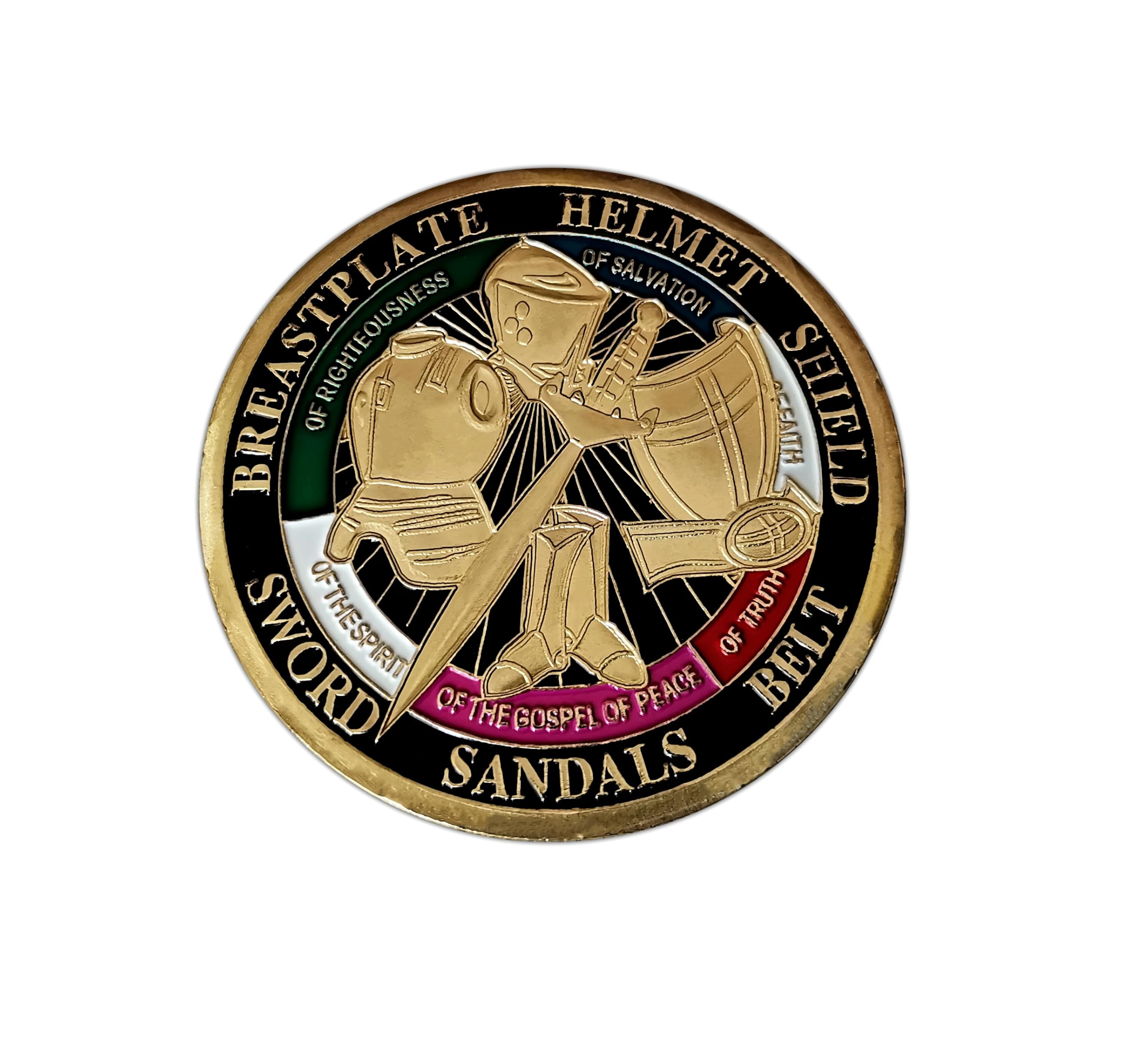 Eillwin Multicolor Armor Of God Commemorative Coin - Christian Religious Souvenir