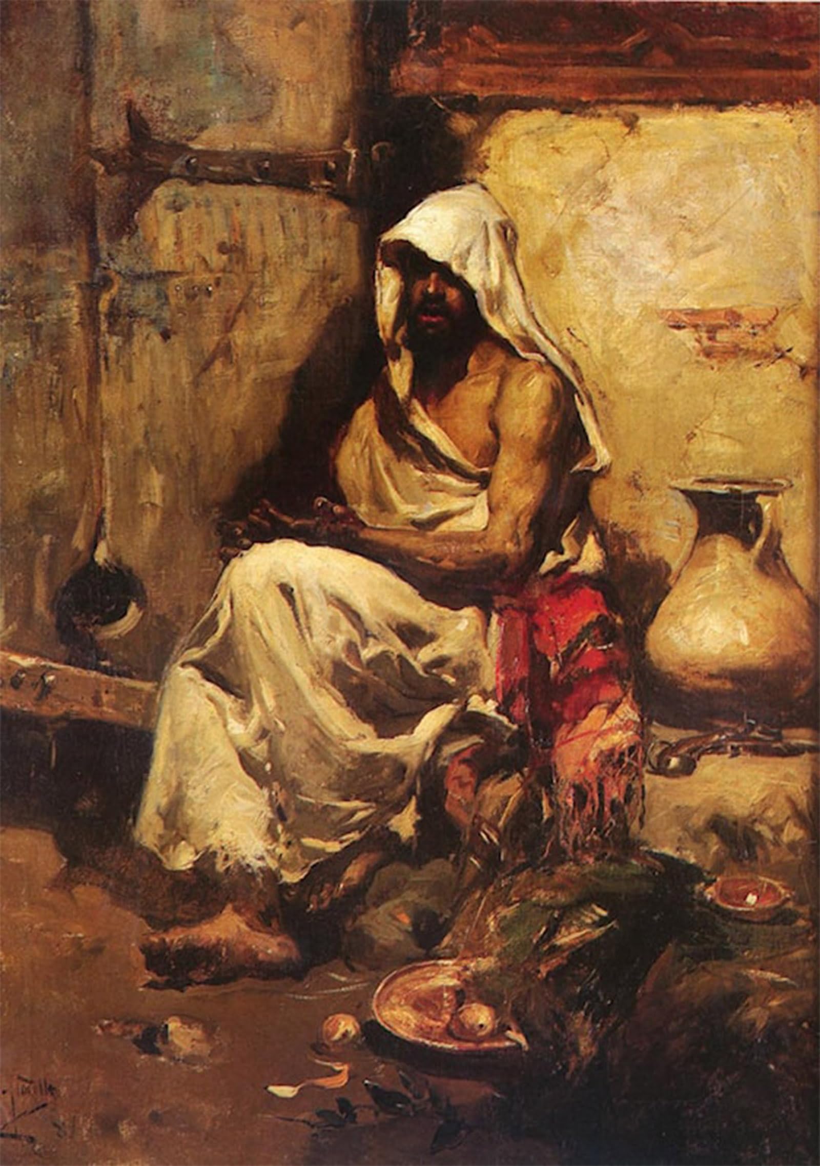 ARTXLXXBN Famous Painting Art Wall Decor Abstract Art Picture Un Arabe Examinando Una Pistola by Joaquin Sorolla Y Bastida Animal Pictures for Home Decor 60x90cm
