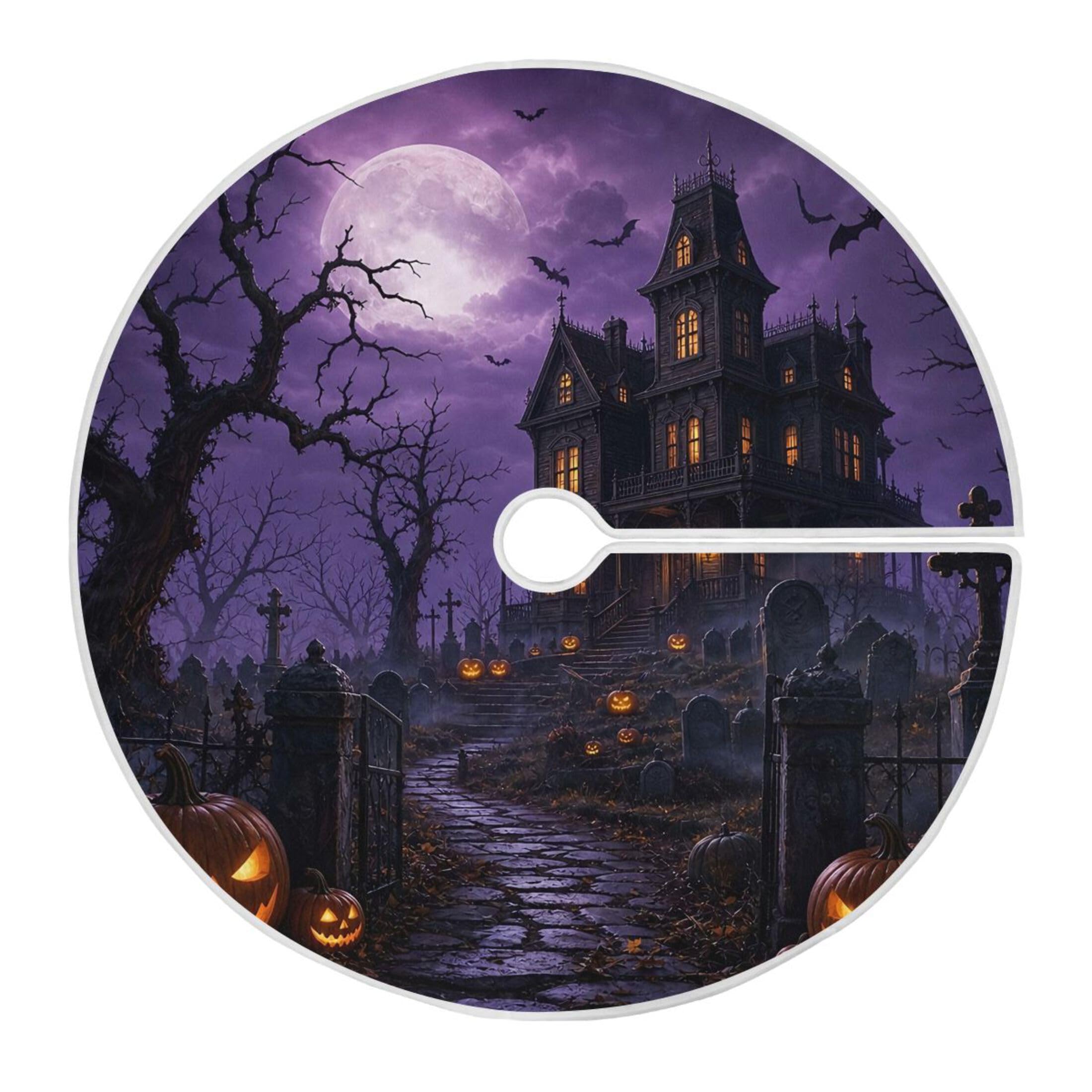 Fuauuyl Halloween Christmas Tree Skirt 36 in Indoor Outdoor Tree Mat for Farmhouse Holiday Party Decoration