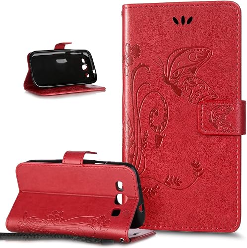 Custodia Galaxy Grand Neo Plus ikasus Goffratura Arts Farfalla Fiore Immagine Flip Cover Portafoglio Pelle Protective Wallet Stand Custodia Cover per Galaxy Grand Plus Grand Neo Grand Lite Marrone