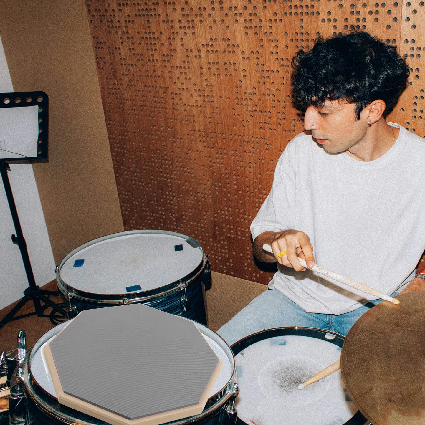 Drum Practice Pad, cichy klocek do ćwiczeń, gumowa podkładka na bębny, zapewnia doskonałe właściwości pochłaniające wstrząsy i amortyzację, 8 cali