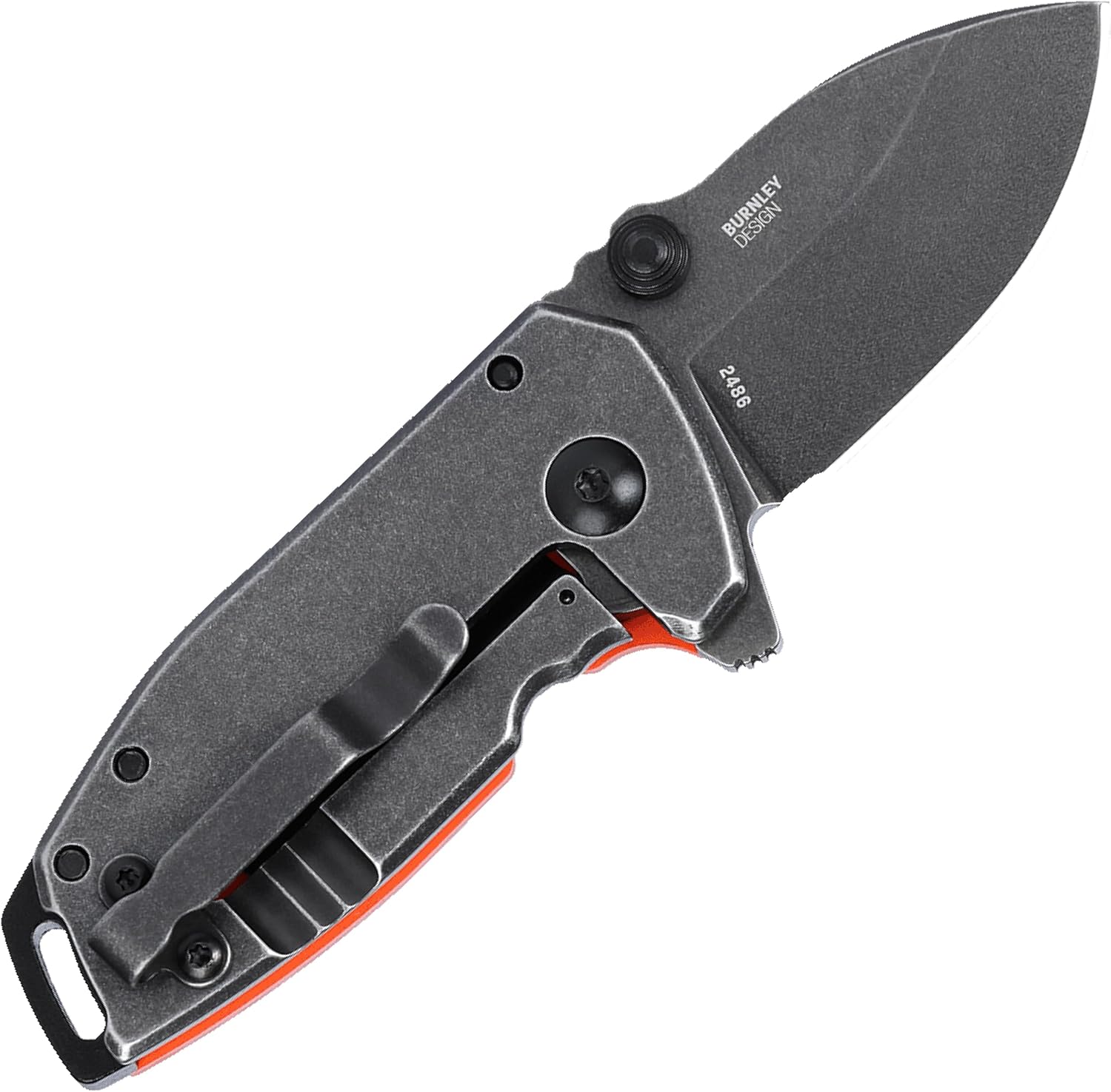 CRKT Squid Compact Everyday Carry Assisted Folding Knife with Frame Lock: D2 Plain Edge Blade, G10 Handle, Pocket Clip, 2486