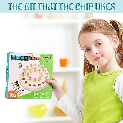 Miniatura 2 de Juego de juego de ajedrez de memoria de madera un juego de mesa familiar adecuado para niños y adultos, juguetes de rompecabezas adecuados