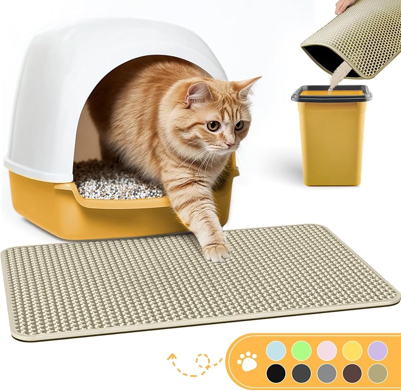 Tapete para Caixa de Areia de Gatos Powools em EVA, Impermeável e Antiderrapante, Bege – 58,9 x 73,9 cm