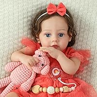 Vista 4 de SCOM Muñeca Reborn de bebé realista de 20 pulgadas con cuerpo de tela suave y extremidades de vinilo, pelo enraizado a mano, chupete magnético, caja