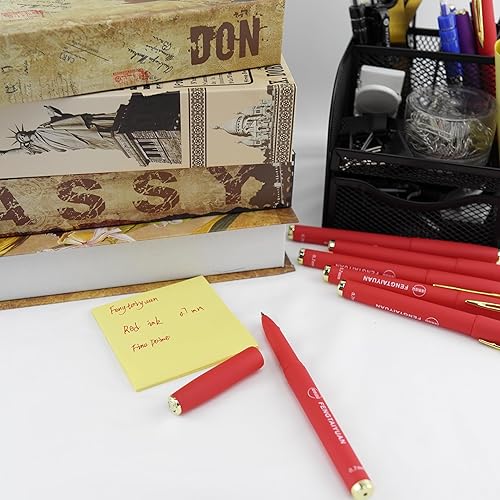 Miniatura 3 de Fengtaiyuan R07P18x6, bolígrafos de punta redonda de tinta de gel roja, cómodo agarre antideslizante, tinta roja, punta fina, 0.028 in, tinta de