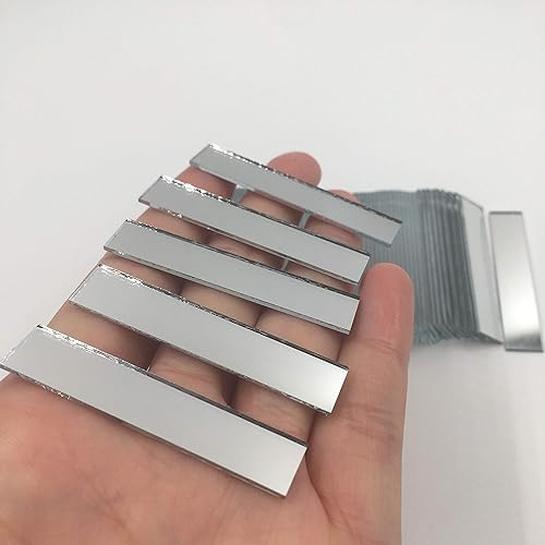 Miniatura 2 de NUO RUI Mosaico de espejo rectangular de 5/8 x 2 pulgadas, espejos artesanales, 60 piezas (5/8 x 2 pulgadas)