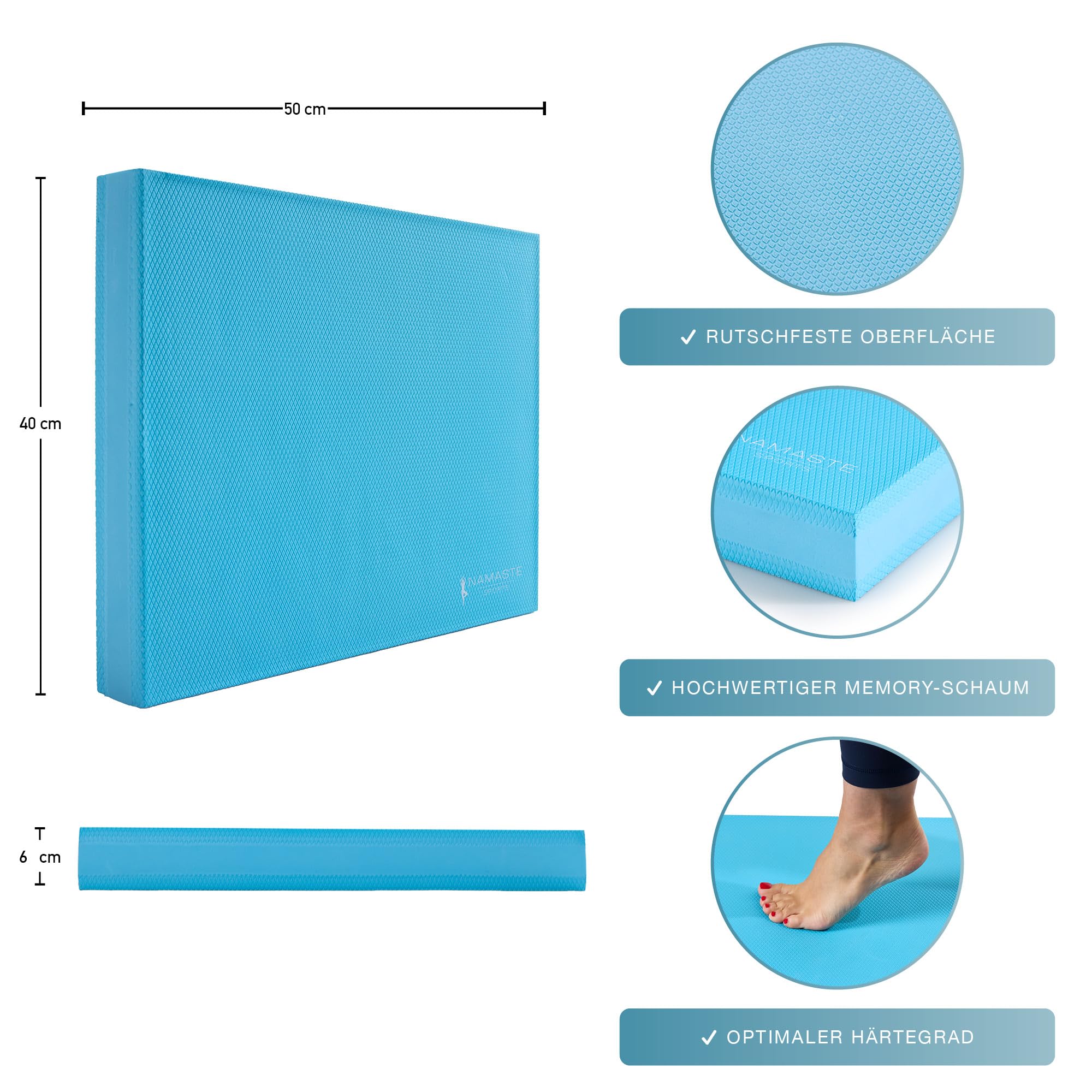 Balance Pad XXL - Tapis d'entraînement antidérapant pour physiothérapie, yoga et entraînement à domicile - Avec poster d'exercices et bande de résistance