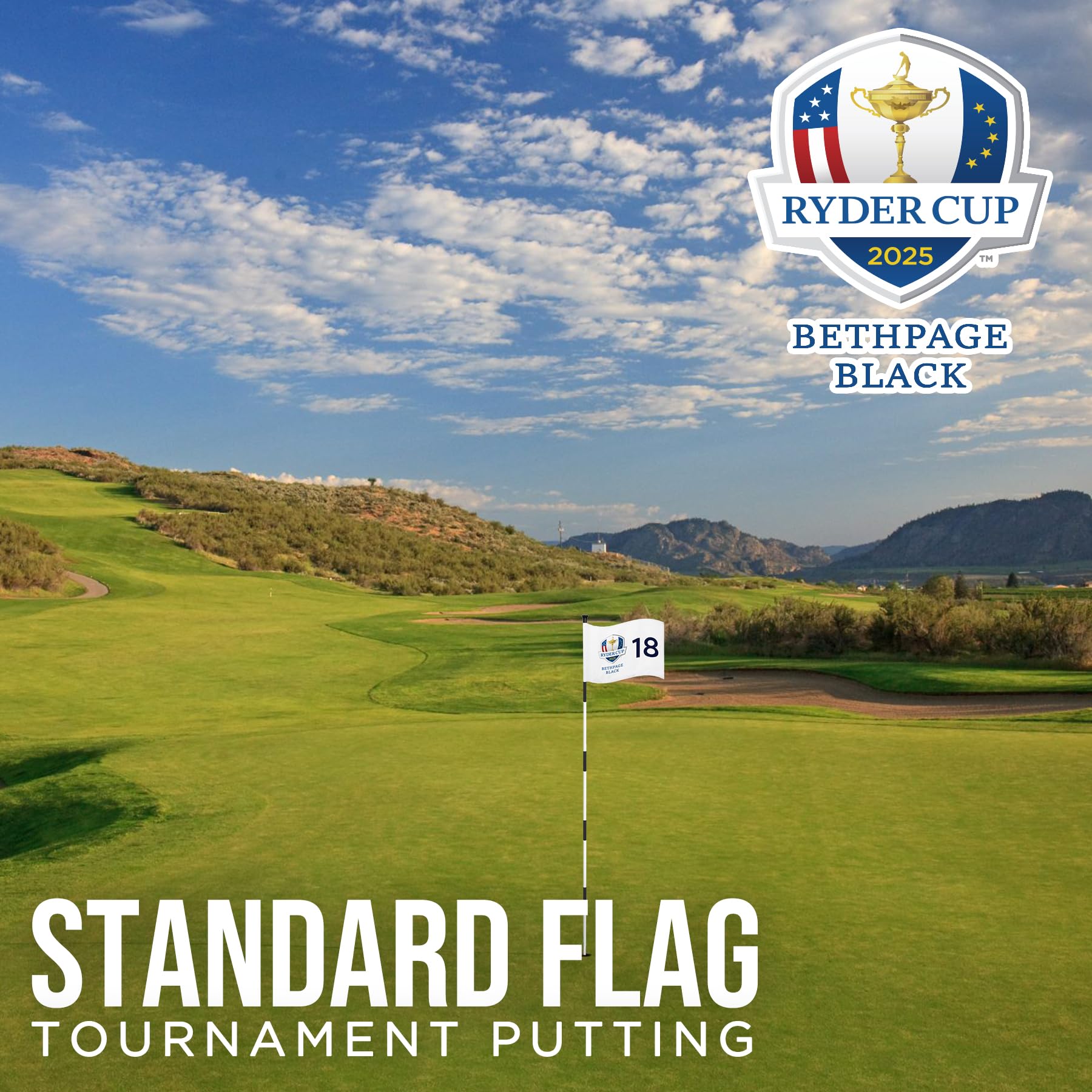 Standard-Golfflagge The Ryder 2025, Rohreinsatz, 35,6 x 50,8 cm, 420D Nylon, doppelseitig, ideal zum Üben von Putting Green, Driving Range, Course, Club, 1 Stück
