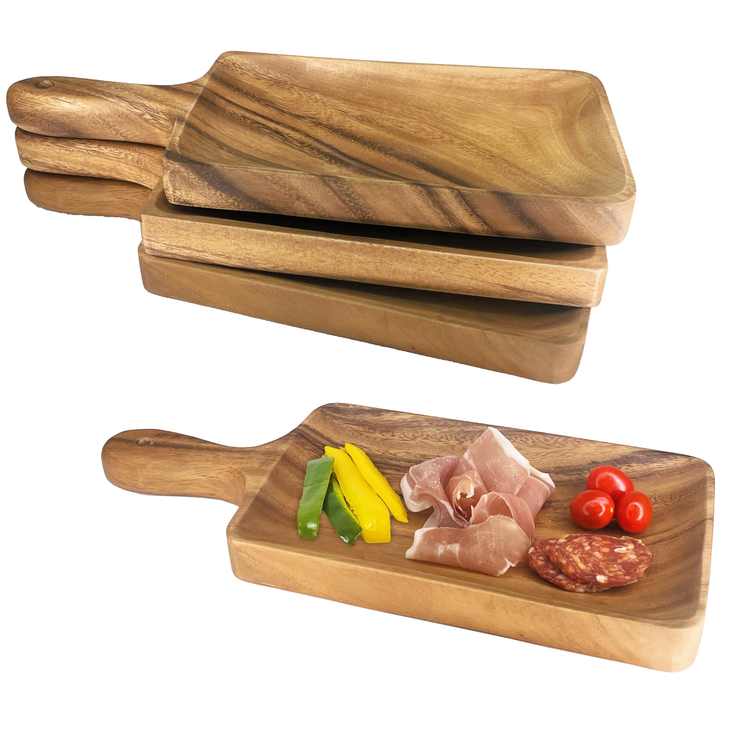 Woodard & Charles Acacia Wood Large Individual Paddle Board Serving Tray, 13.75