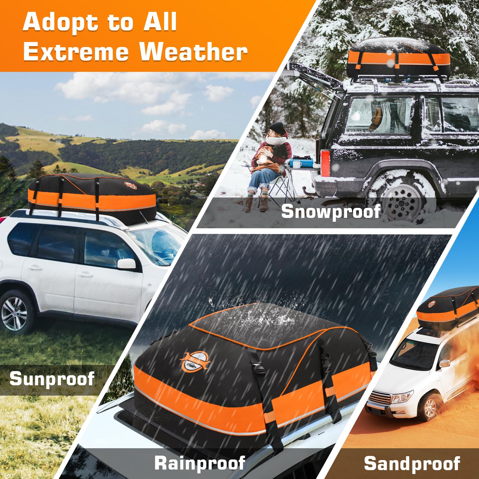 Sailnovo Cofre Techo Coche 595L - Bolsa Impermeable Plegable 1000D PVC con 8 Correas, 6 Ganchos para Puerta Y Alfombrilla Antideslizante, para Coche con/Sin Barras Portaequipajes, Viajes Y Transporte — view 5