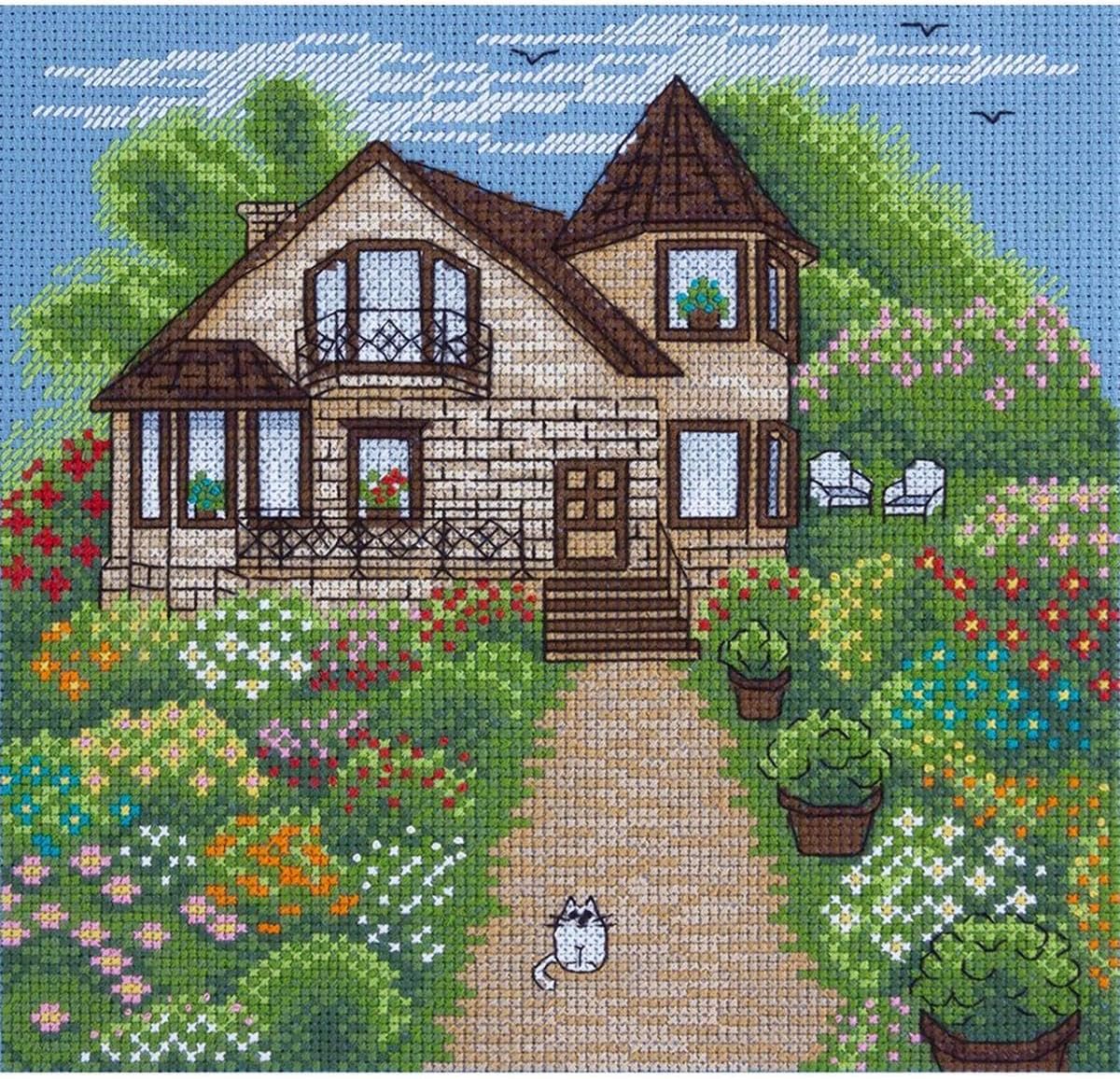 Klart Counted Cross Stitch kit Cottage 20x19,5cm, DIY