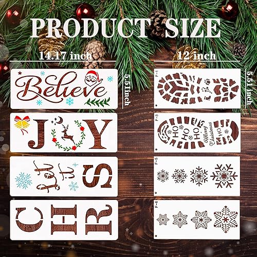 Miniatura 2 de 20 plantillas de Navidad para pintar, plantillas reutilizables de cartel de Feliz Navidad, plantillas de huellas para dibujar o pintar o para