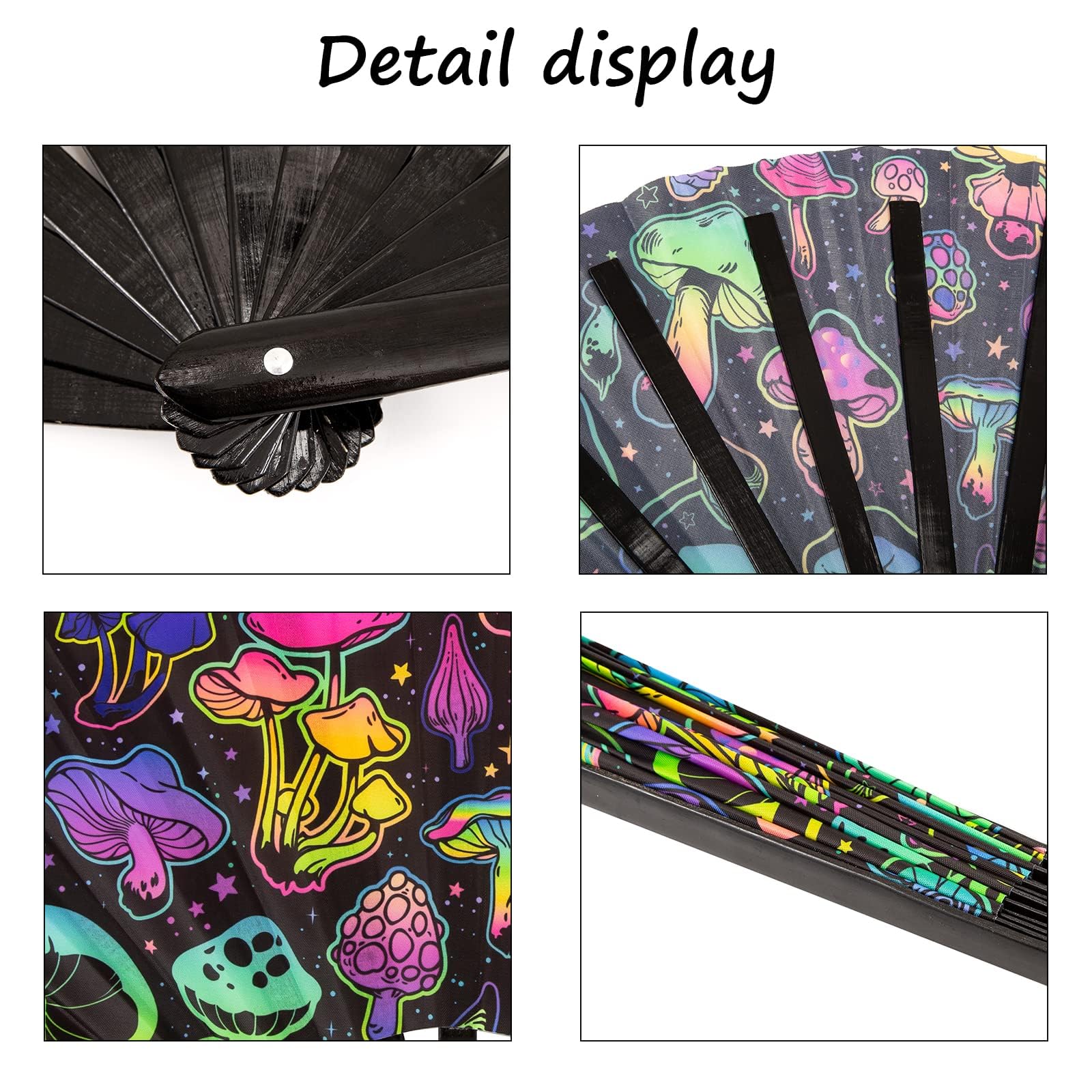 Abanico de mano Rave de bambú plegable estilo chino para fiestas, bailes y regalos