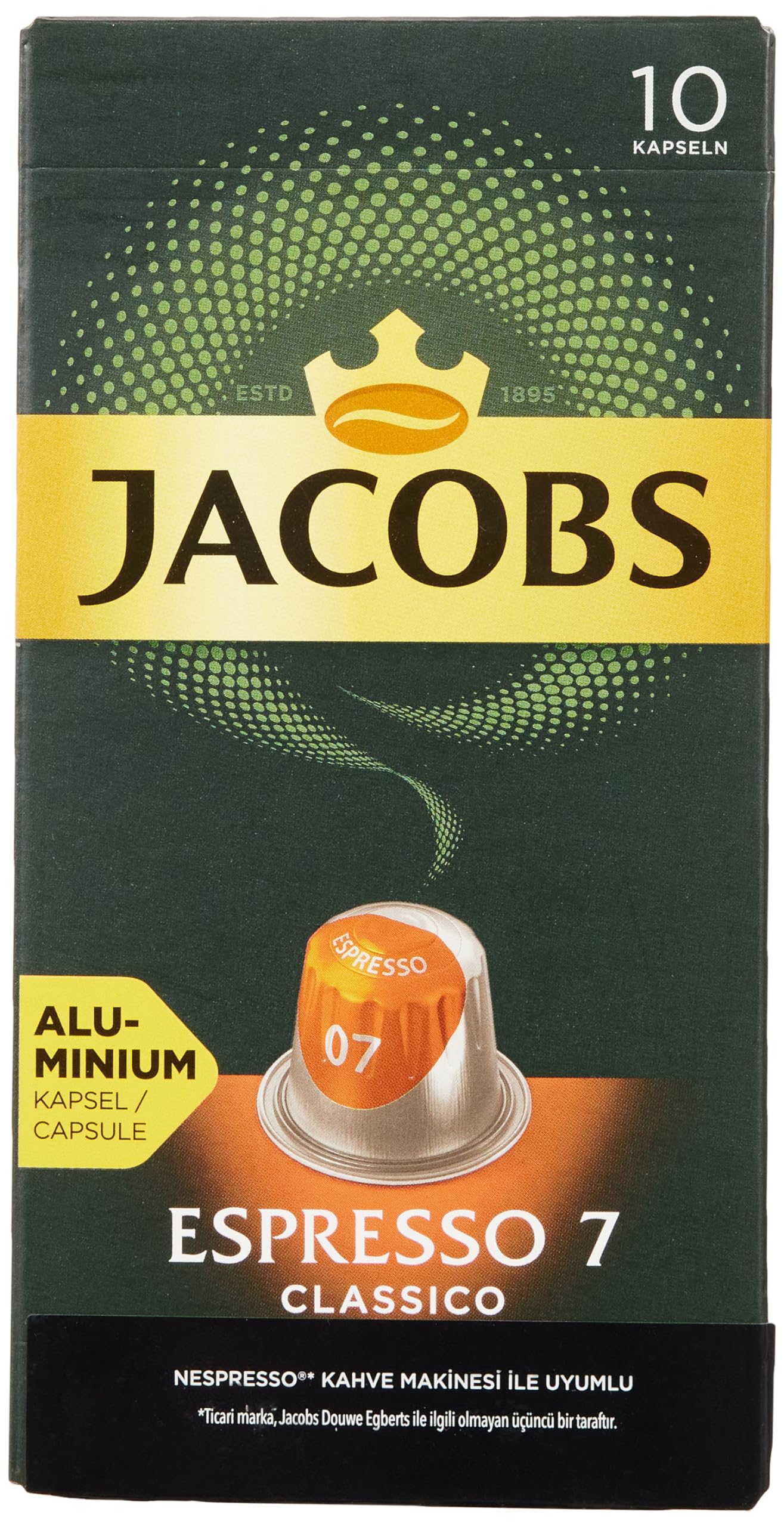 Jacobs Kapsułki Espresso Classico, intensywność 7,100 Nespresso®* kompatybilne kapsułki z kawą, opakowanie 10 sztuk, 10 x 10 napojów