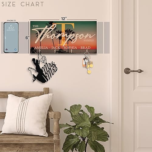 Miniatura 6 de Gancho de madera personalizado para llaves con nombre y título, 6 x 12 pulgadas, 8 diseños y 8 colores, soporte de madera personalizado para llaves