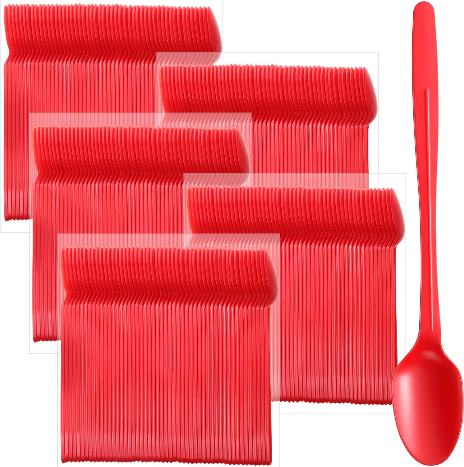 500 Pcs Extra Long Spoons for Ice Cream Floats Plastic Sundae Spoons Bulk 8 Inch Long Handle Spoon Heavy Duty for Ice Cream Milkshakes Tea Cocktails Root Beer Float and Tall Beverages (Clear)