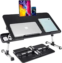 Mesa de Laptop Ajustável da BUILDEC com Gaveta de Armazenamento, Portátil e Dobrável para Ler, Comer, Trabalhar, Escrever, Jogar e Desenhar na Cama, Sofá e Chão