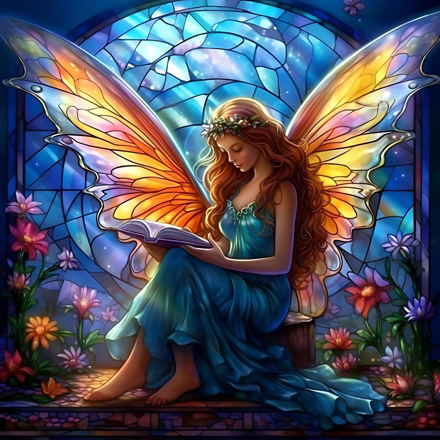 EiaZono Fairy Diamond Painting Kits for Adults and Kids Beautiful Fairy and Book Diamond Painting Full Drill Diamond Painting Kits 5d Fairy Gem Art for Adults Home Wall Art Decor 16x20 inch