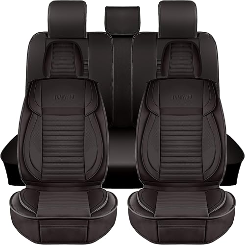 Miniatura 64 de LINGVIDO - Fundas de piel sintética con respaldo para asiento de automóvil, transpirables, impermeables, universal y antideslizante, para SUV, Beige