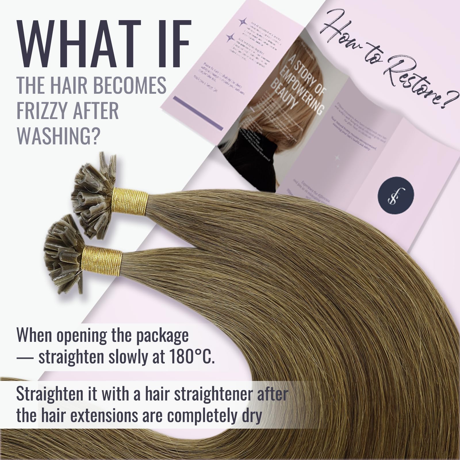 Fshine Capelli Cheratina 55CM 50g Extension Capelli Veri Castano Medio Lisci Keratin Extensions Human Hair Brazilian