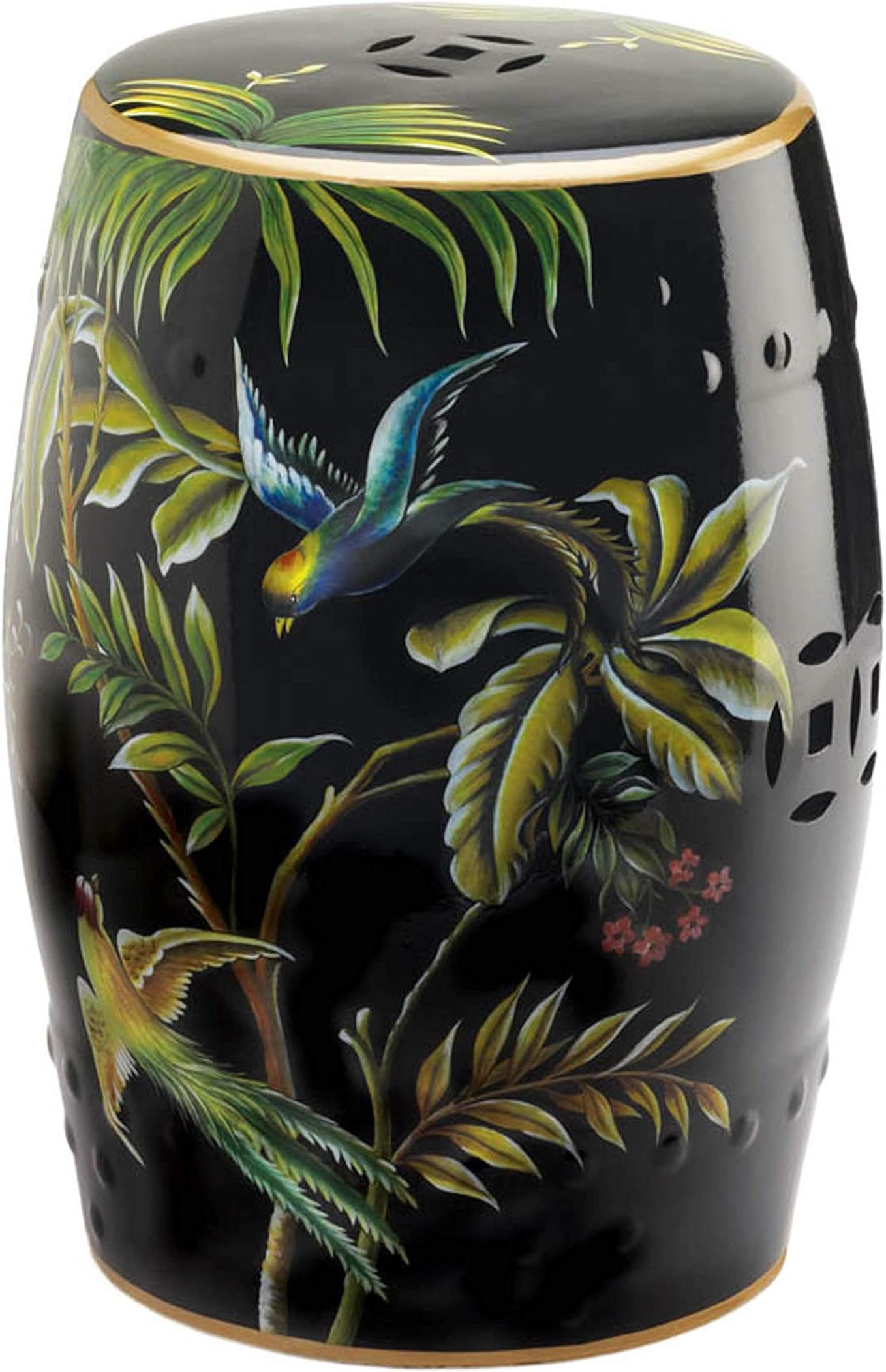 Accent Plus Tropical Birds Decorative Stool 13x13x18