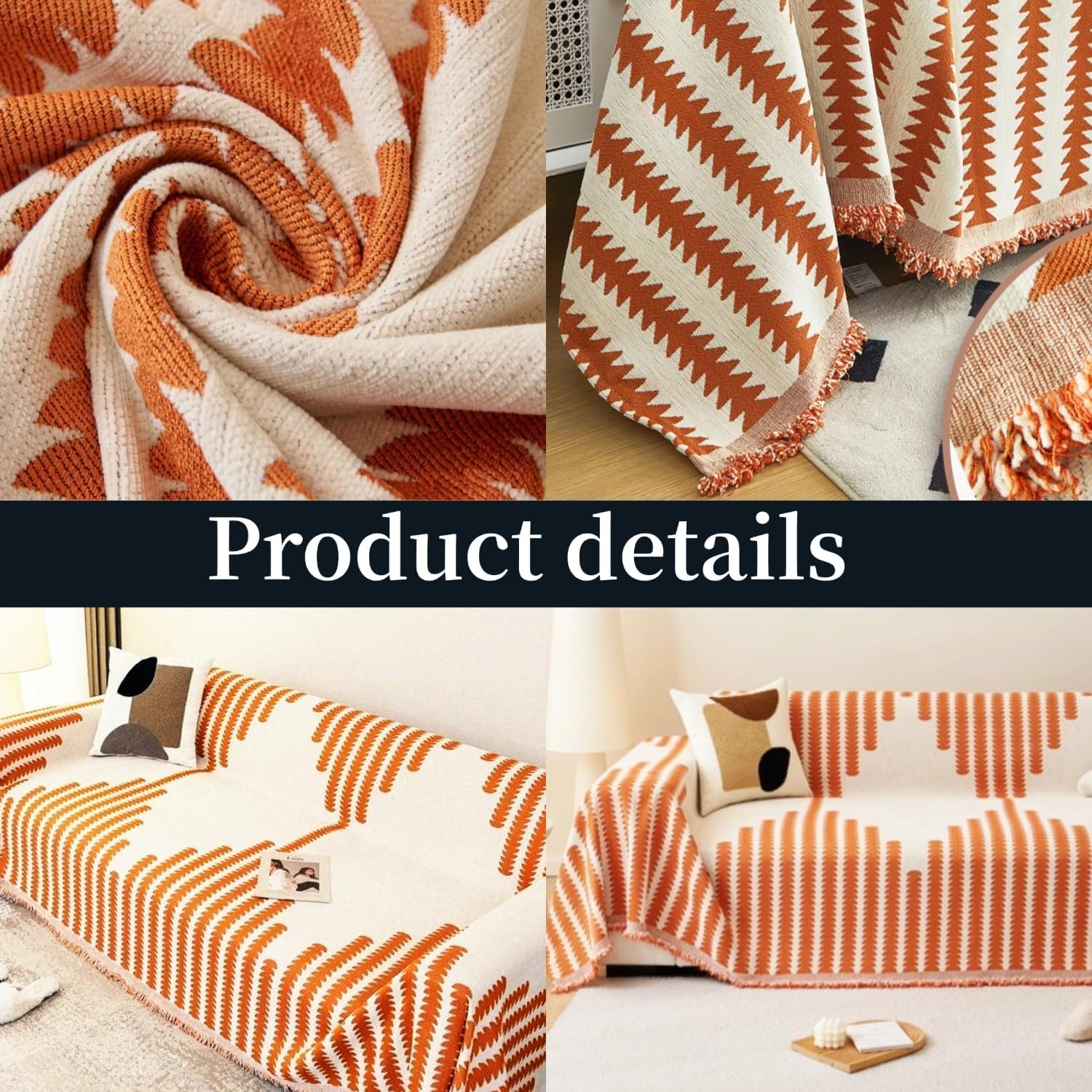 Sofa Covers with Tassel Washable Couch Covers Chenille Anti-Scratch Couch Covers for Sectional Sofa Pet Friendly Couch Protectors for Dogs Anti-Cat Scratch Sofa Cover