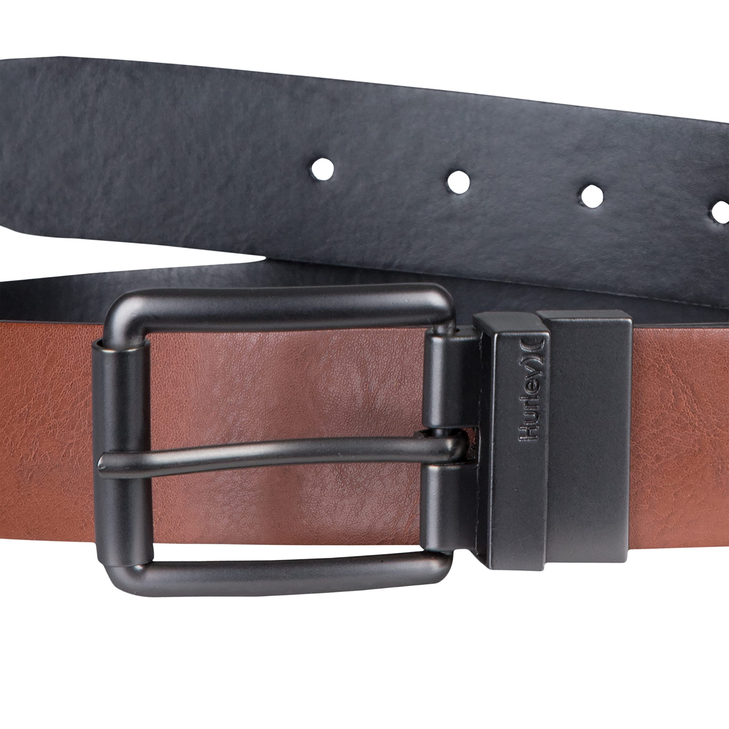 Hurley Men's Reversible Leather Belts, Cognac, L (38"-40")