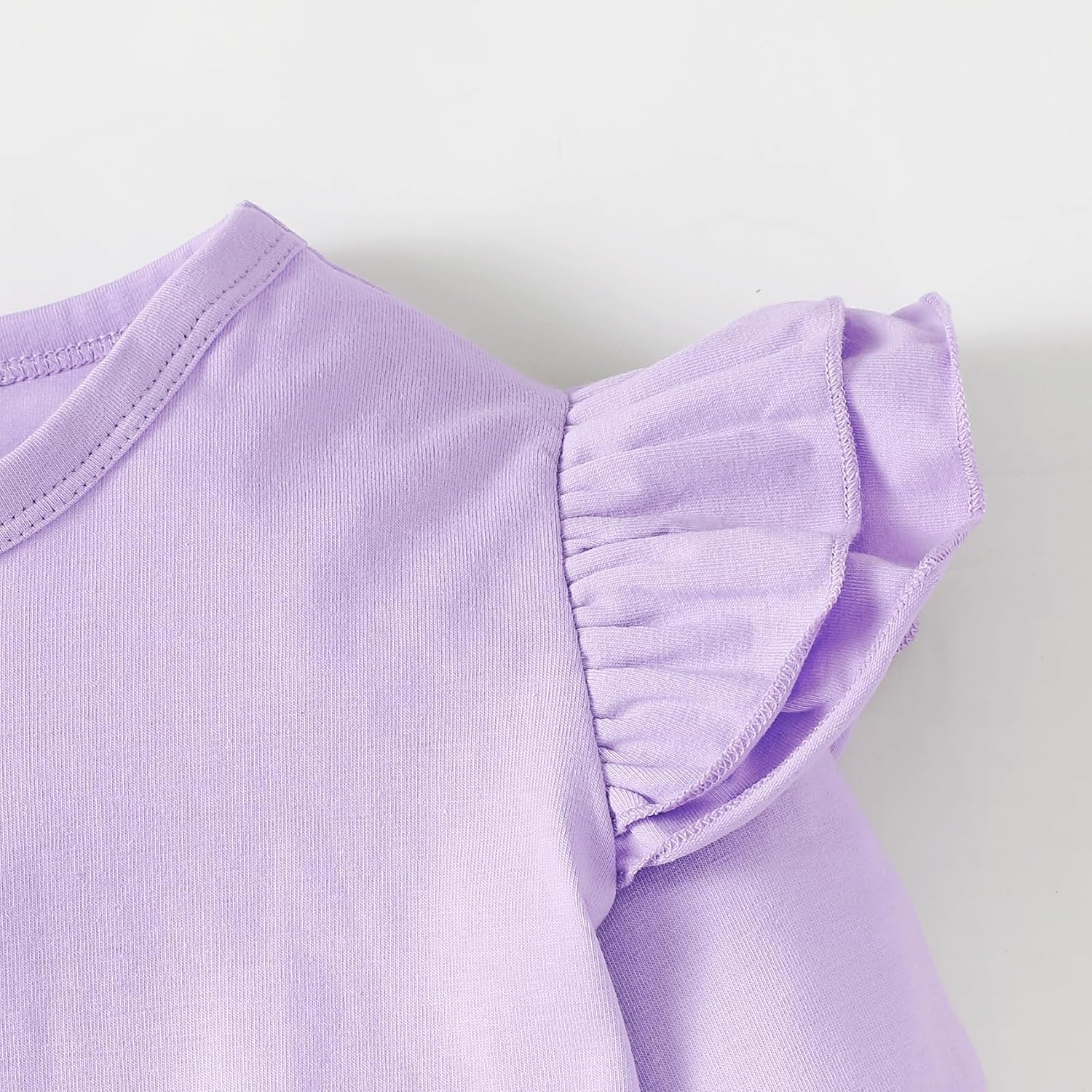 12M-14Y Toddler Baby Girls T Shirt Solid Color Blouse Ruffle Top Cotton Casual Tees Plain Shirt - Image 4