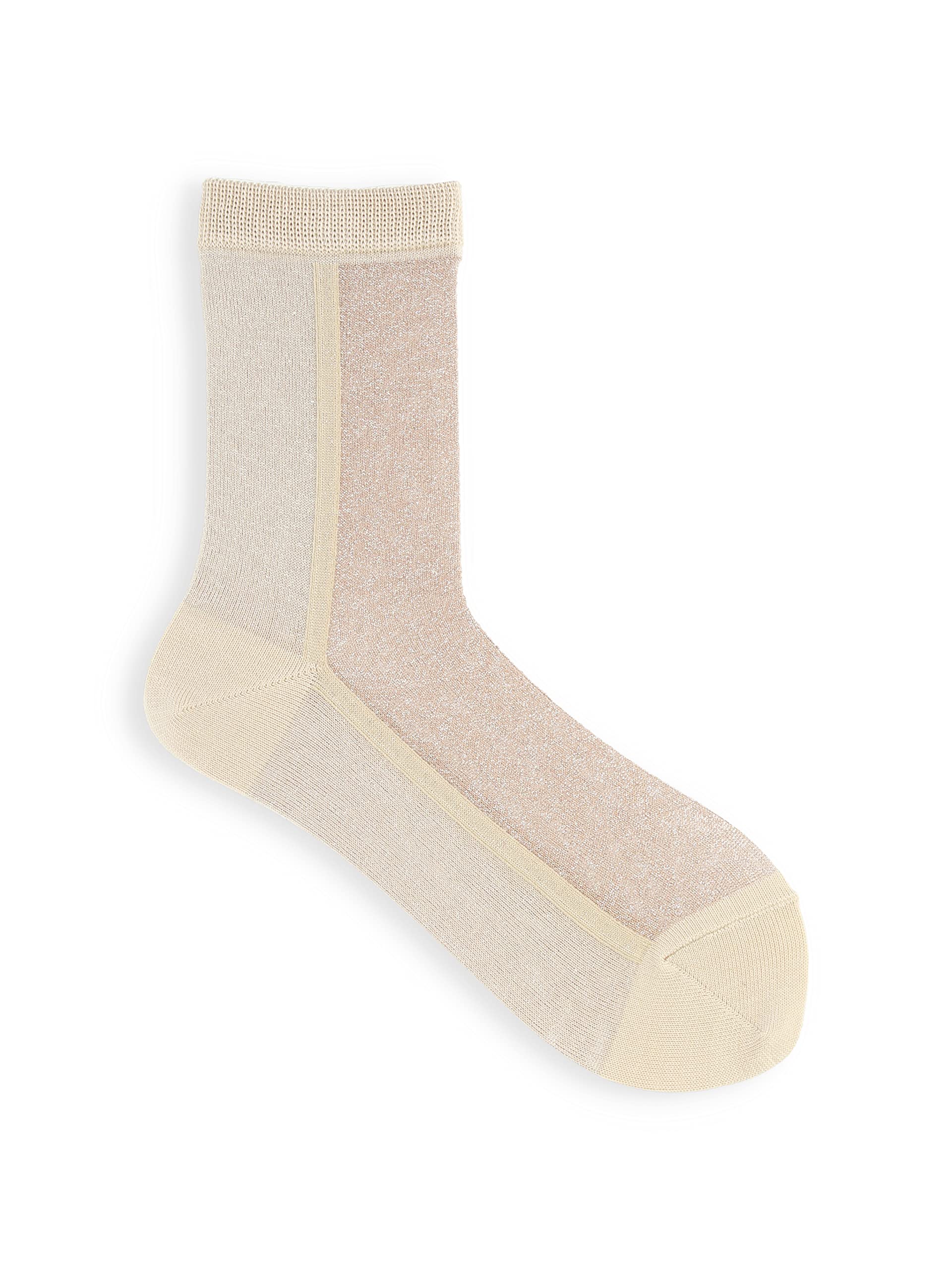 Tabio Lame Color Short Socks Beige Cotton Blend Made in Japan Women