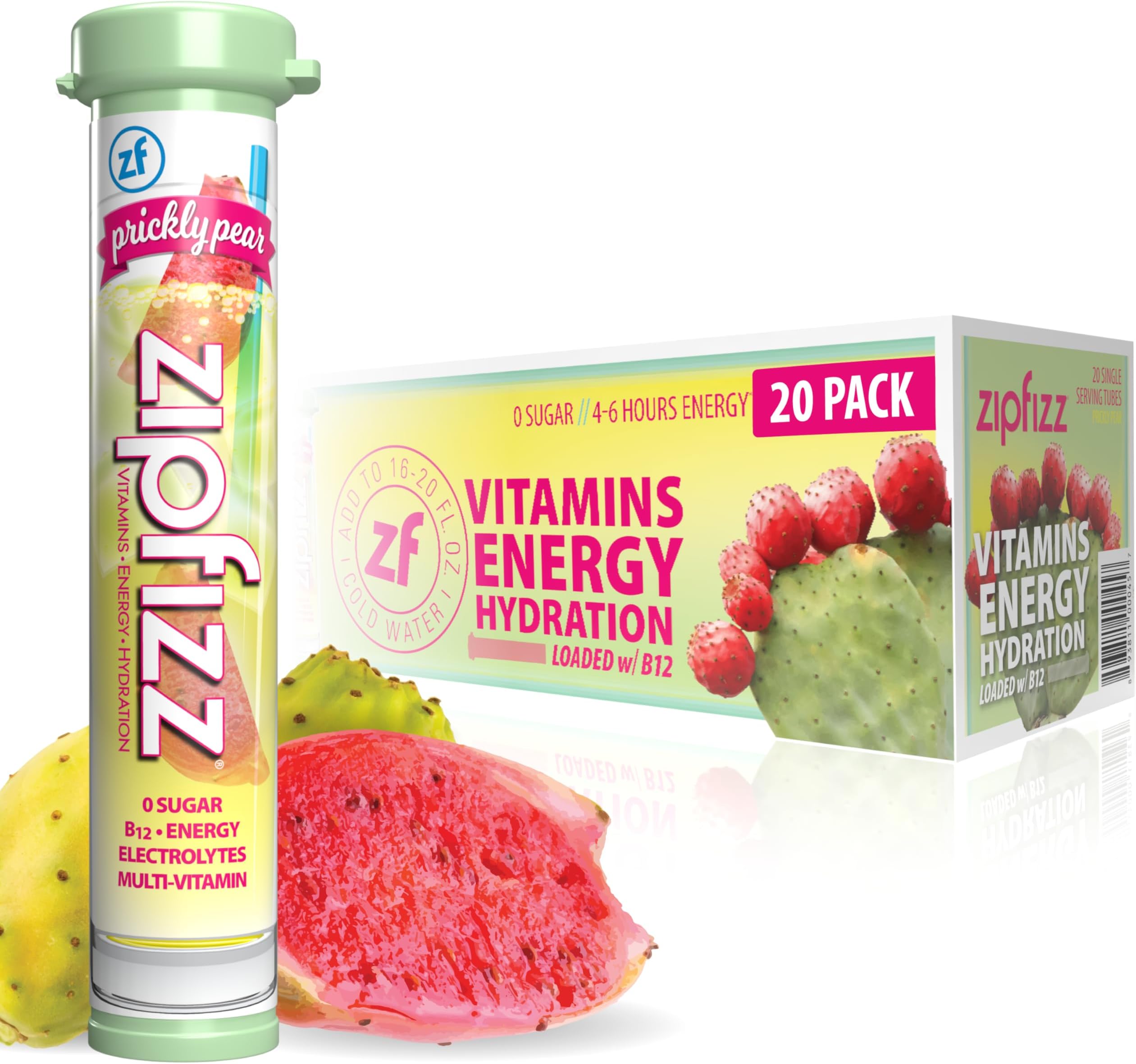 Daily Energy Drink Powder, Prickly Pear, 20 Pack | 3-in-1 Sustained Energy, Rapid Hydration, and Essential Vitamins | Sugar-Free | Electrolyte Powder | Contains Vitamin B-12 & Antioxidants