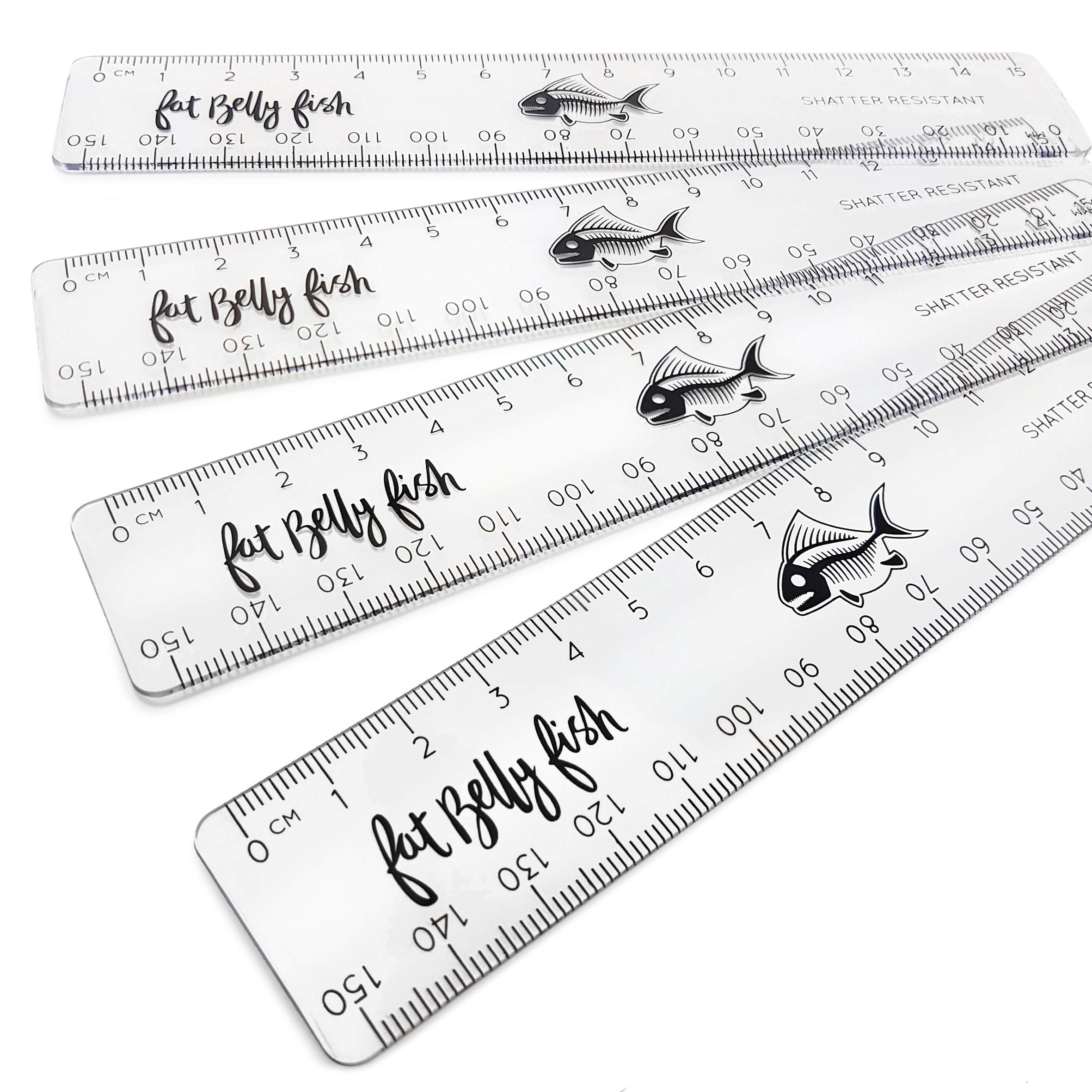 Transparent Metric Rulers 15cm - 150mm Shatterproof Plastic Clear Rulers (Pack of 4) by Fat Belly Fish