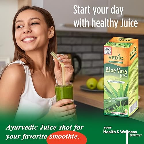 Miniatura 5 de Vedic Juices Jugo de aloe vera, suplemento de aloe para nutrición de la piel, pulpa de aloe, fibra de aloe, salud intestinal y apoyo inmunológico,